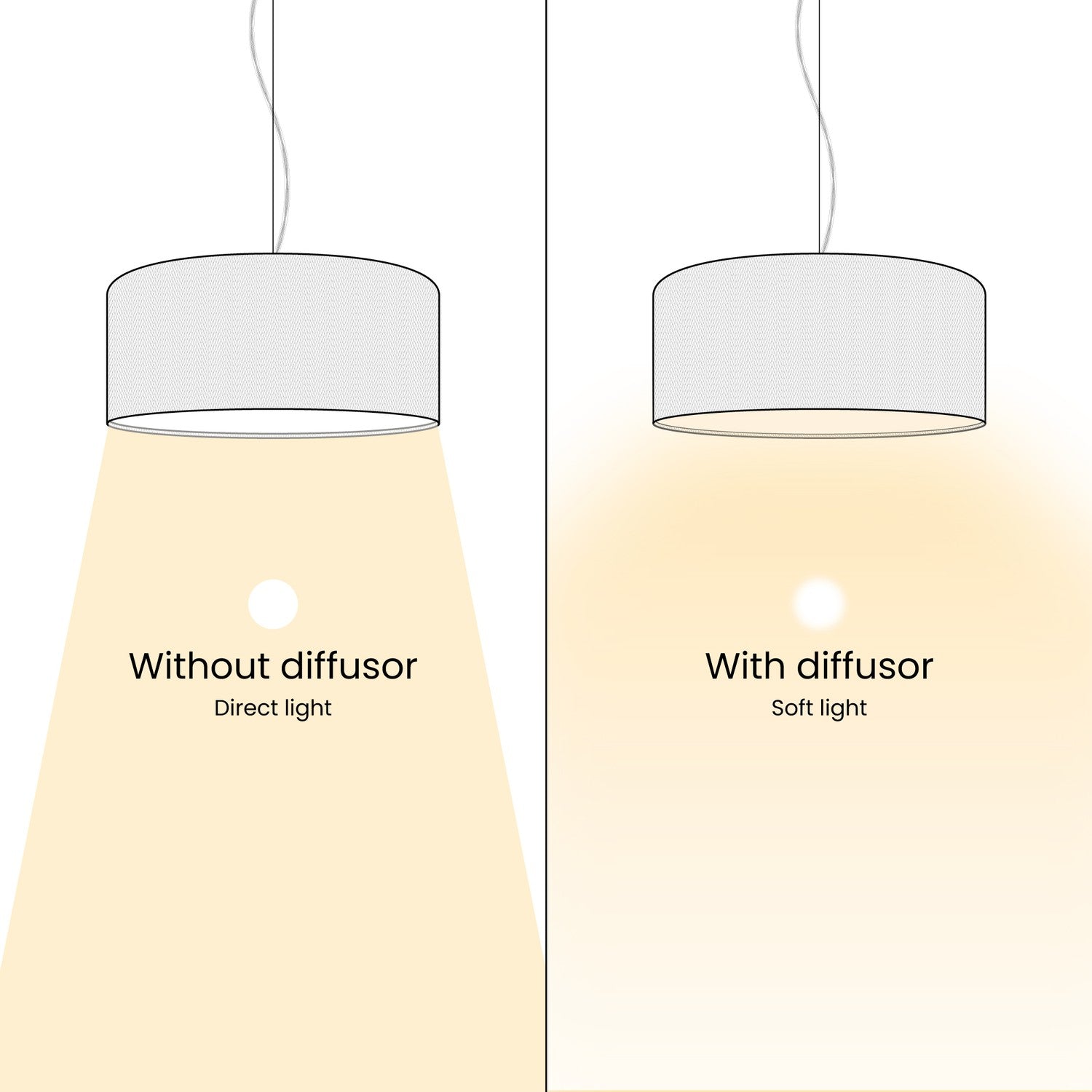 Lampada a sospensione con paralume in tessuto Cilindro Small - Made in Italy - Raphia Si