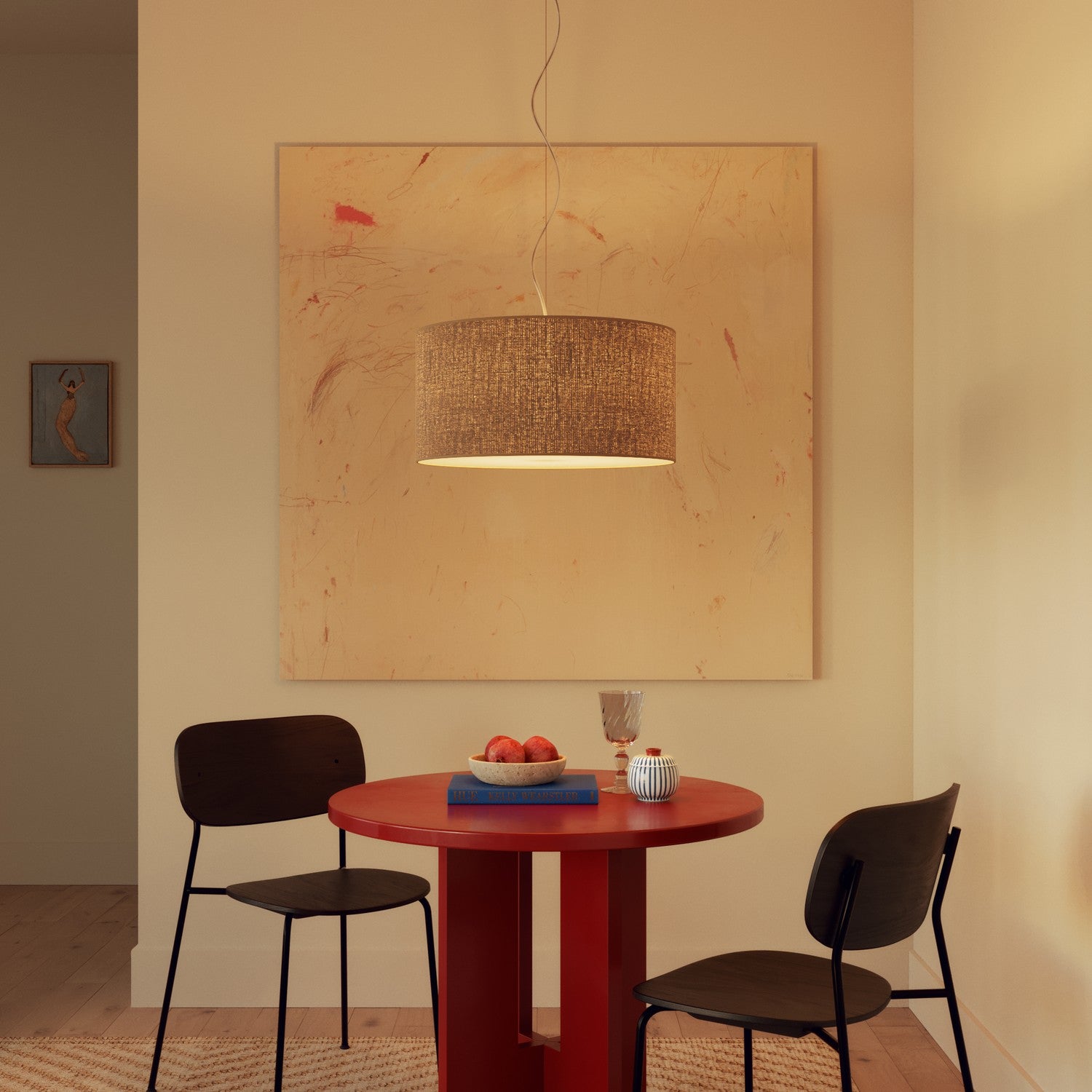 Lampada a sospensione con paralume in tessuto Cilindro Medium - Made in Italy - Juta Naturale No