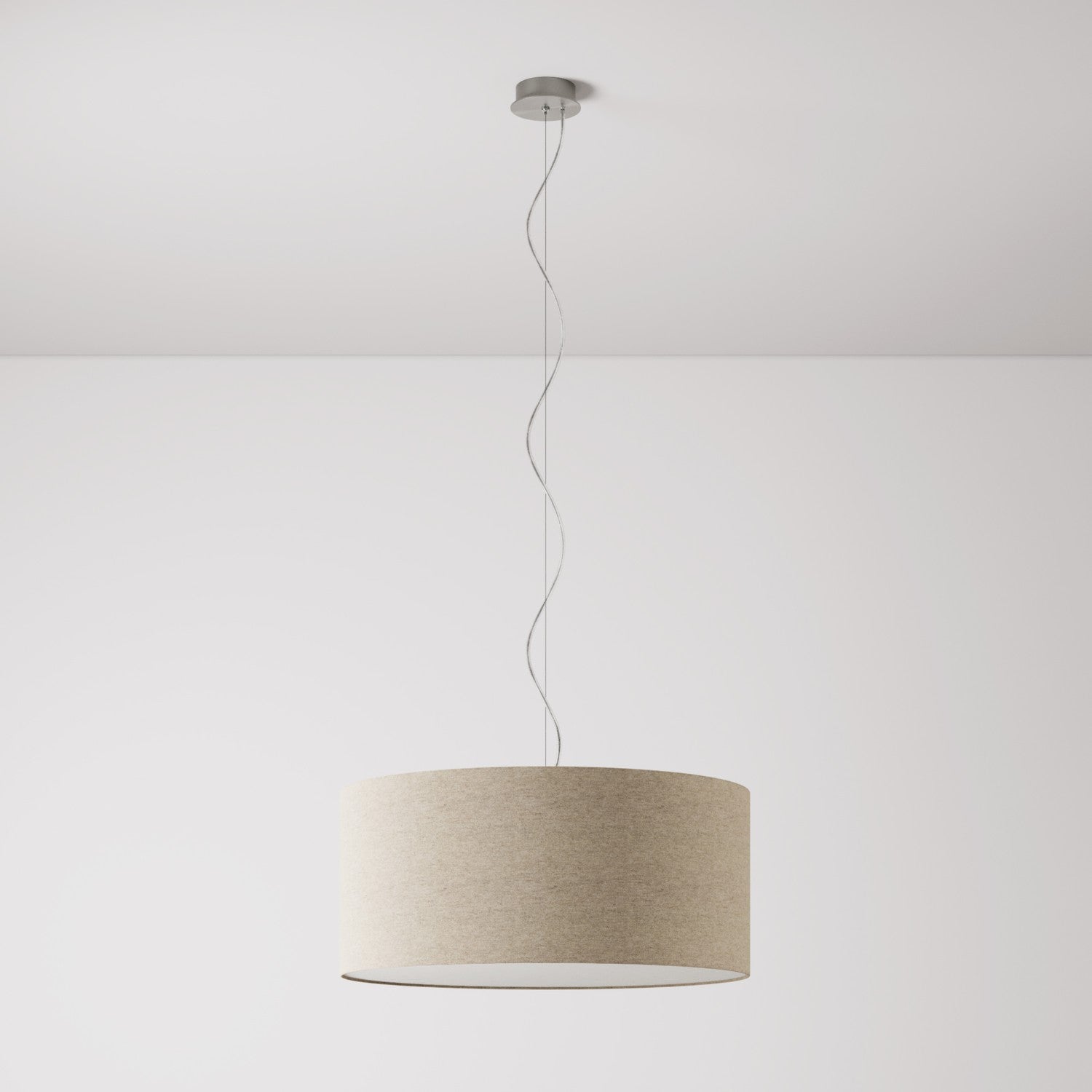 Lampada a sospensione con paralume in tessuto Cilindro Large - Made in Italy - Lana Beige Si