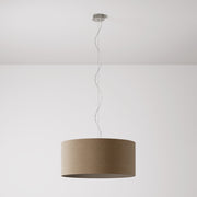 Lampada a sospensione con paralume in tessuto Cilindro Large - Made in Italy - Lana Marrone No