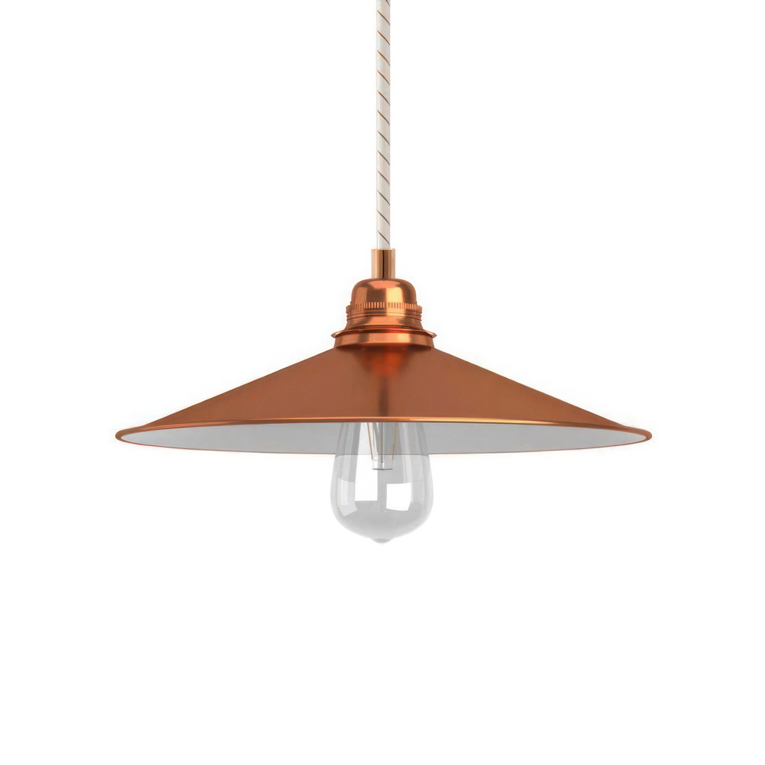 Závesná lampa s textilným káblom, tienidlom Swing a kovovými detailmi – Vyrobená v Taliansku