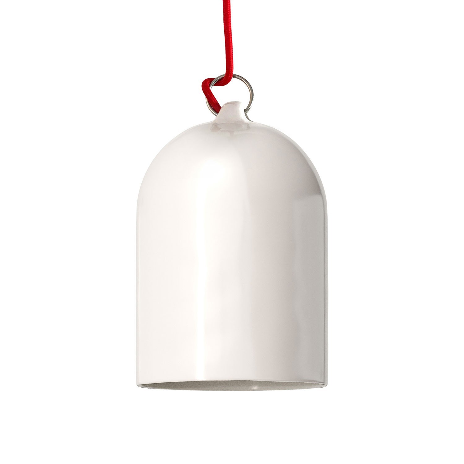 Závesná lampa s textilným káblom a keramickým tienidlom Mini Zvon XS – Vyrobená v Taliansku