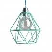 Závesná lampa s textilným káblom, klietkovým tienidlom Diamant a kovovými detailmi – Vyrobená v Taliansku