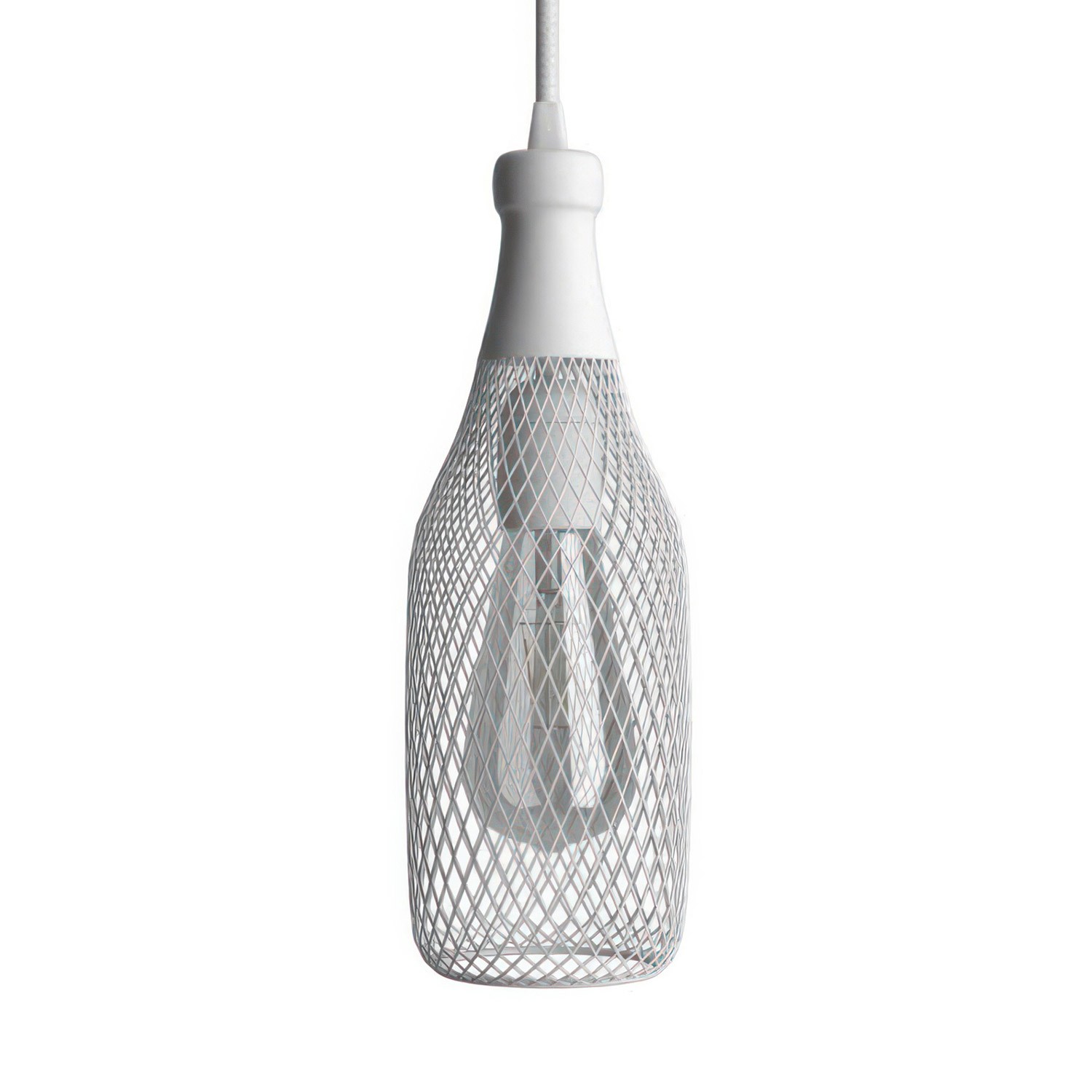 Závesná lampa s textilným káblom, klietkovým tienidlom Magnum a kovovými detailmi – Vyrobená v Taliansku