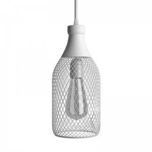Závesná lampa s textilným káblom, tienidlom v tvare fľaše Jéroboam a kovovými detailmi – Vyrobená v Taliansku