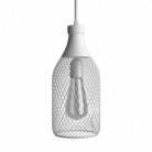 Závesná lampa s textilným káblom, tienidlom v tvare fľaše Jéroboam a kovovými detailmi – Vyrobená v Taliansku