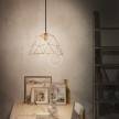 Závesná lampa s textilným káblom, klietkovým tienidlom Dome a kovovými detailmi – Vyrobená v Taliansku