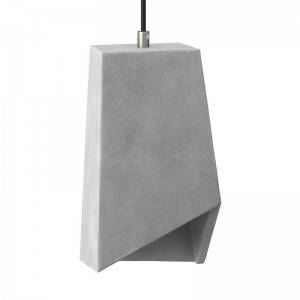 Závesná lampa s textilným káblom, betónovým tienidlom Prisma a kovovými detailmi – Vyrobená v Taliansku