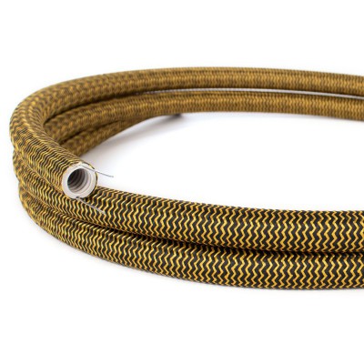 Creative-Tube: ohybná trubica potiahnutá čierno-zlatou hodvábnou tkaninou so vzorom cik-cak RZ24, priemer 20 mm