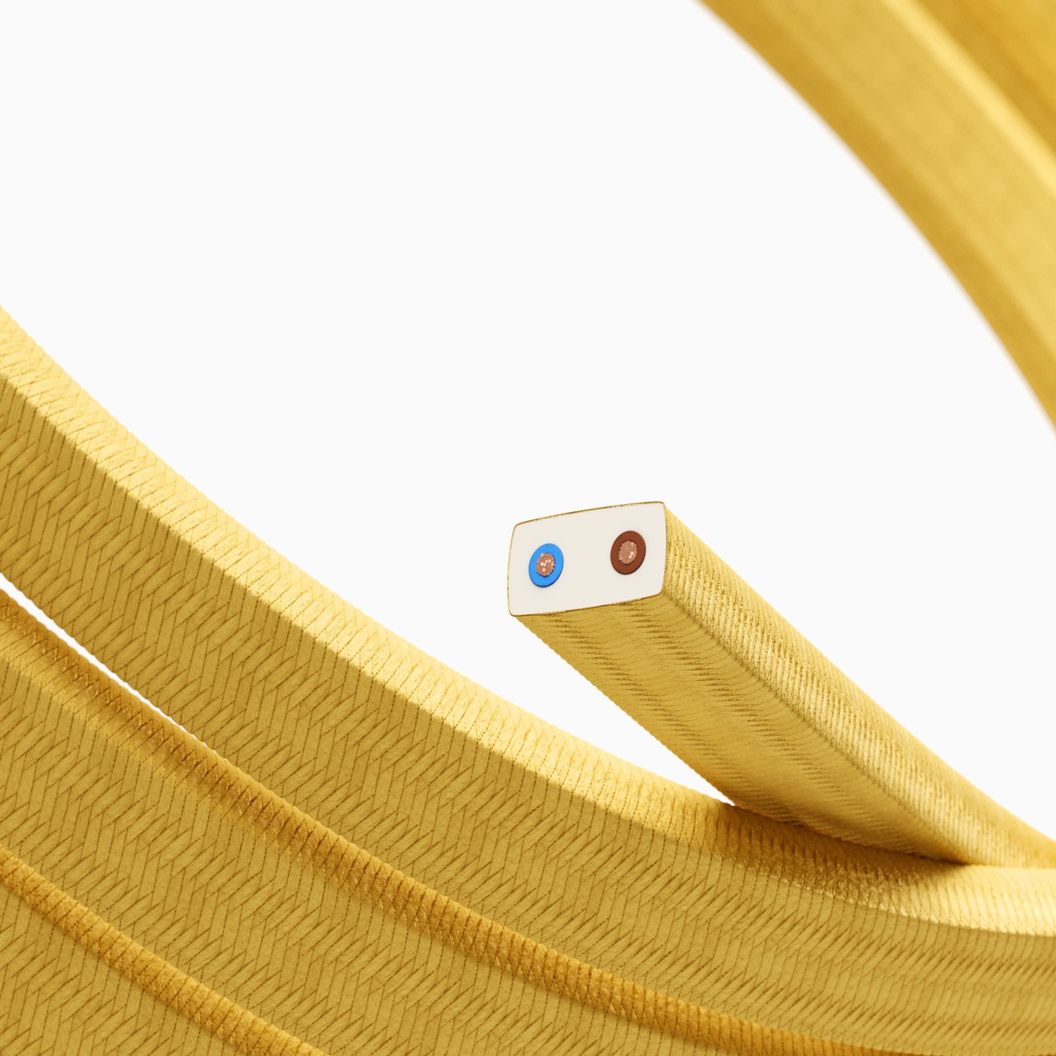 Textilní elektrický kabel pro světelný řetěz, pokrytý umělým hedvábím - CM10 žlutý