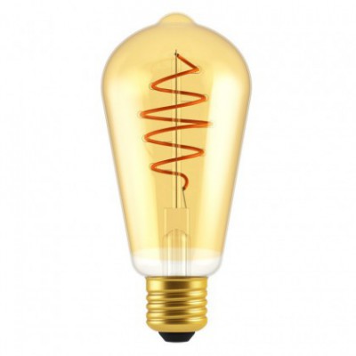 Zlatá LED Edison ST64 so špirálovým vláknom tvaru Croissant 5W E27 Stmievateľná 2000K