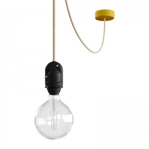 EIVA Závesná lampa do exteriéru pre tienidlo, 5m textilného kábla, silikonová rozeta a objímka, IP65 vodeodolná