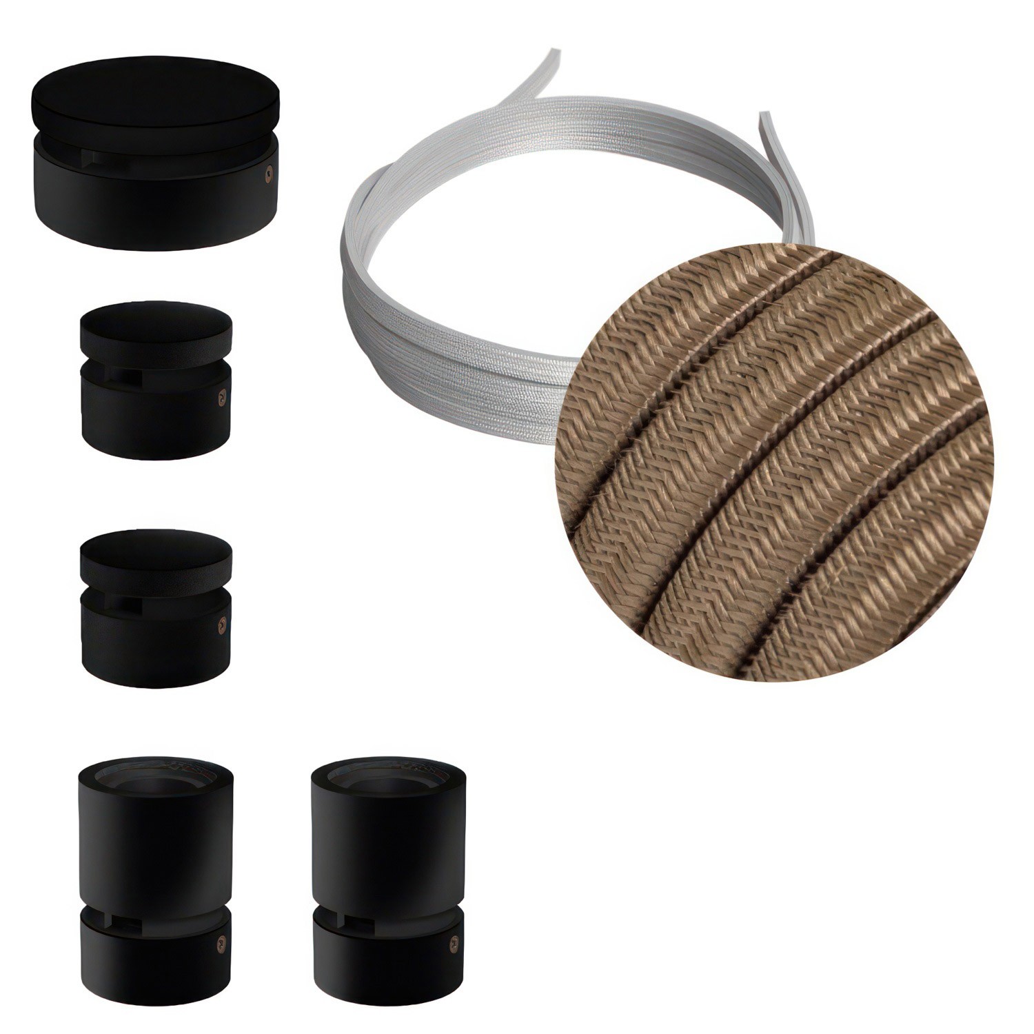 Filé systém - zostava pre cik-cak inštaláciu - 3m kábla pre svetelné šnúry a 5 čiernych lakovaných drevených komponentov