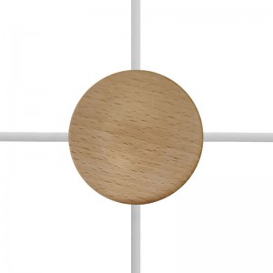 Malá valcová drevená stropná rozeta so štyrmi bočnými otvormi (rozdeľovacia krabička)