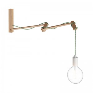 Pinocchio XL, nastaviteľný drevený drevený držiak pre nástenné lampy