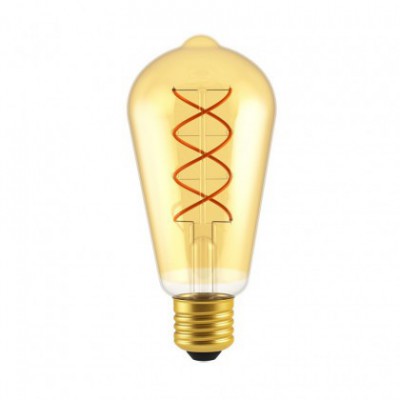 Zlatá LED žiarovka Edison ST64 s dvojitým špirálovým vláknom 5W E27 stmievateľná 2000K