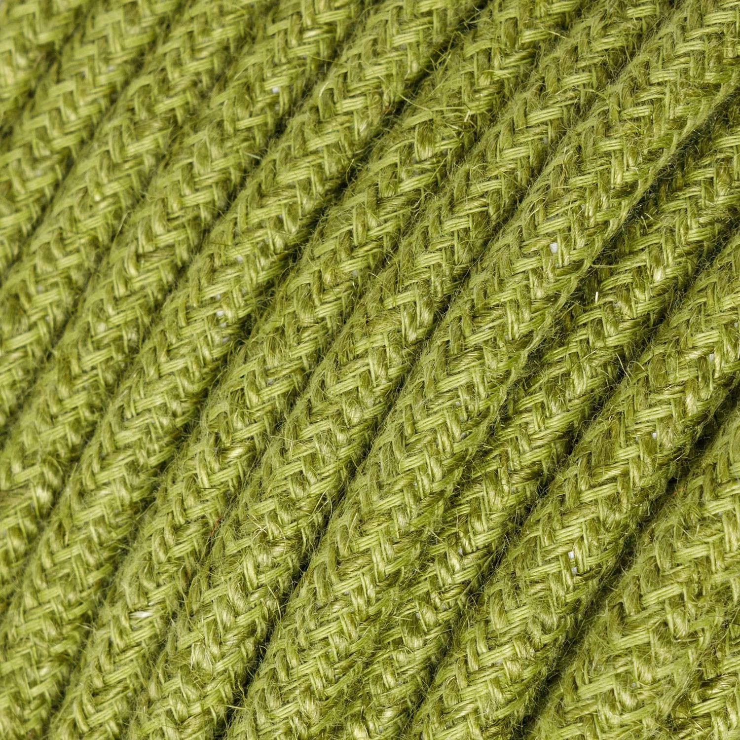 Okrúhly textilný elektrický kábel opletený jutou RN23 zelený