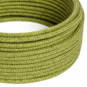 Okrúhly textilný elektrický kábel opletený jutou RN23 zelený