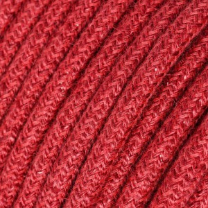 Okrúhly textilný elektrický kábel opletený jutou RN24 višňovo červený