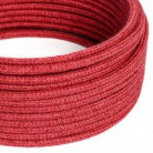 Okrúhly textilný elektrický kábel opletený jutou RN24 višňovo červený