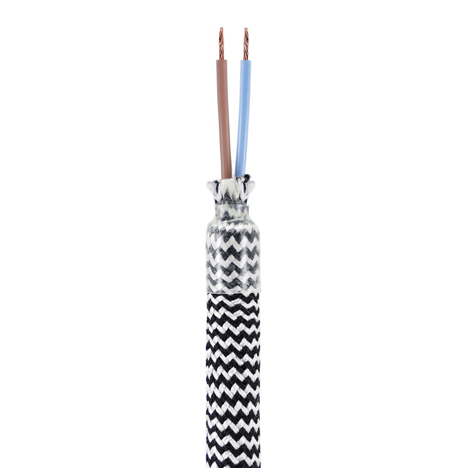 Creative Flex v sade - ohybná trubica potiahnutá cik-cak čierno-bielou textíliou RZ04 s kovovými koncovými svorkami