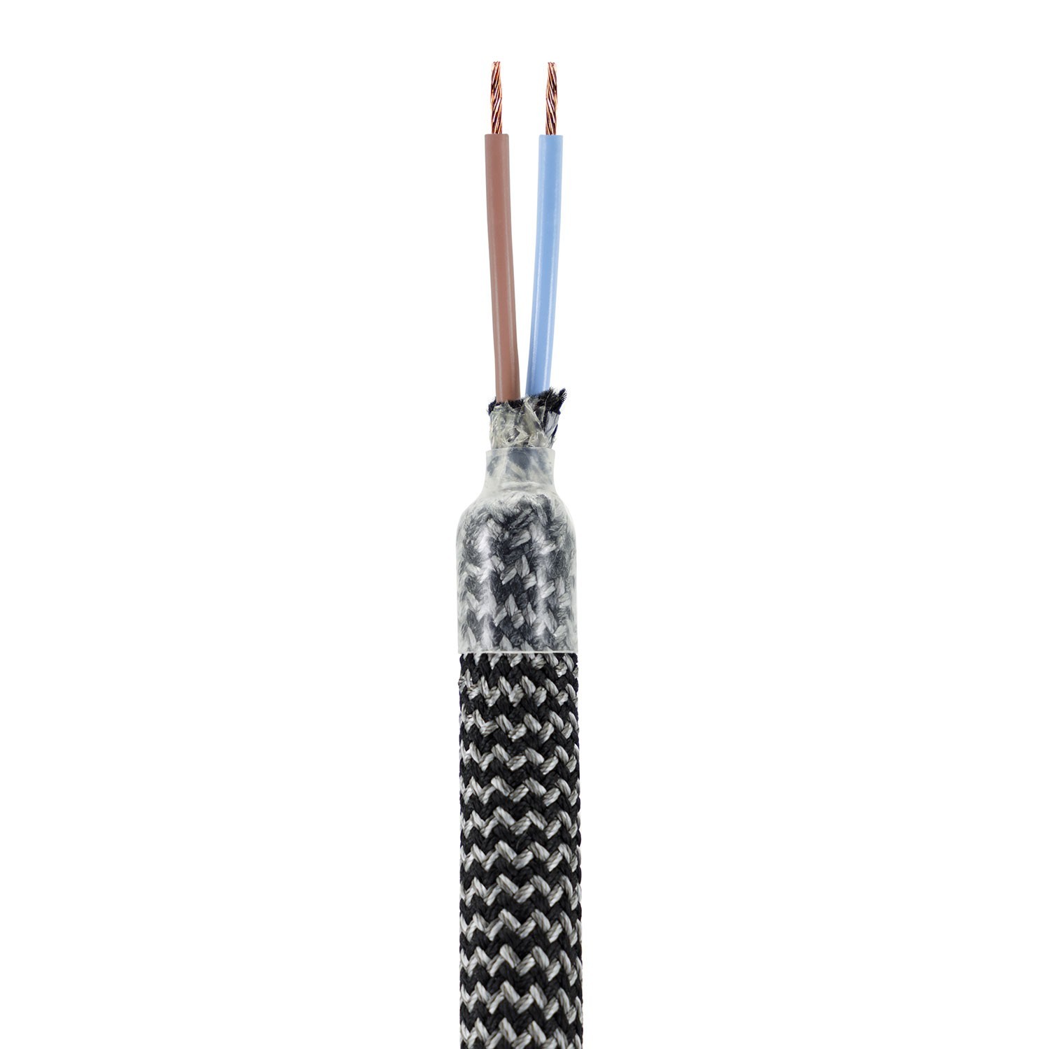 Creative Flex v sade - ohybná trubica potiahnutá cik-cak čierno-striebornou textíliou RZ30 s kovovými koncovými svorkami