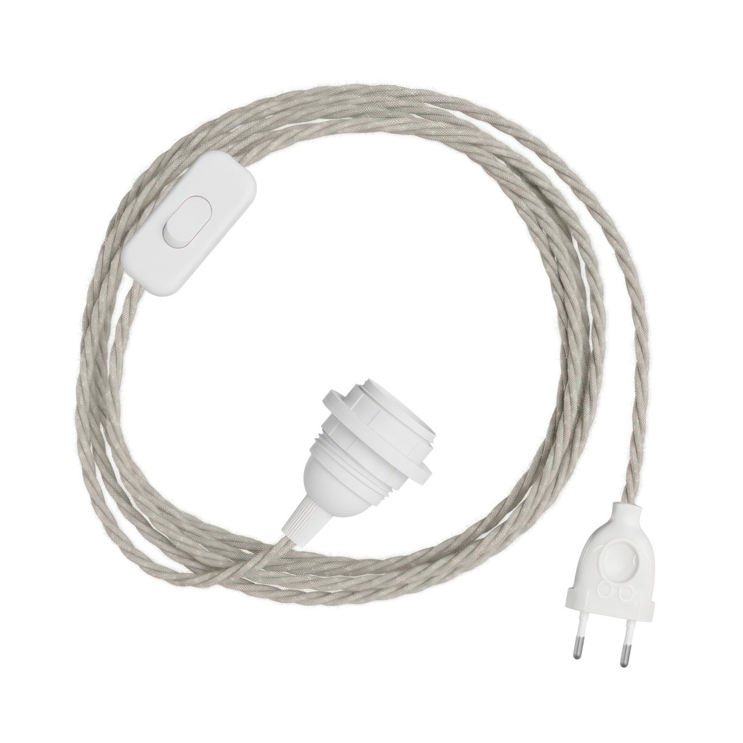 SnakeBis Špirálový - napájací kábel s objímkou pre tienidlo s farebným stočeným textilným káblom