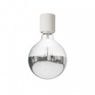 Applique - nástenné, stropné svietidlo s dekoratívnou žiarovkou so strieborným vrchlíkom - IP44 Vodeodolné