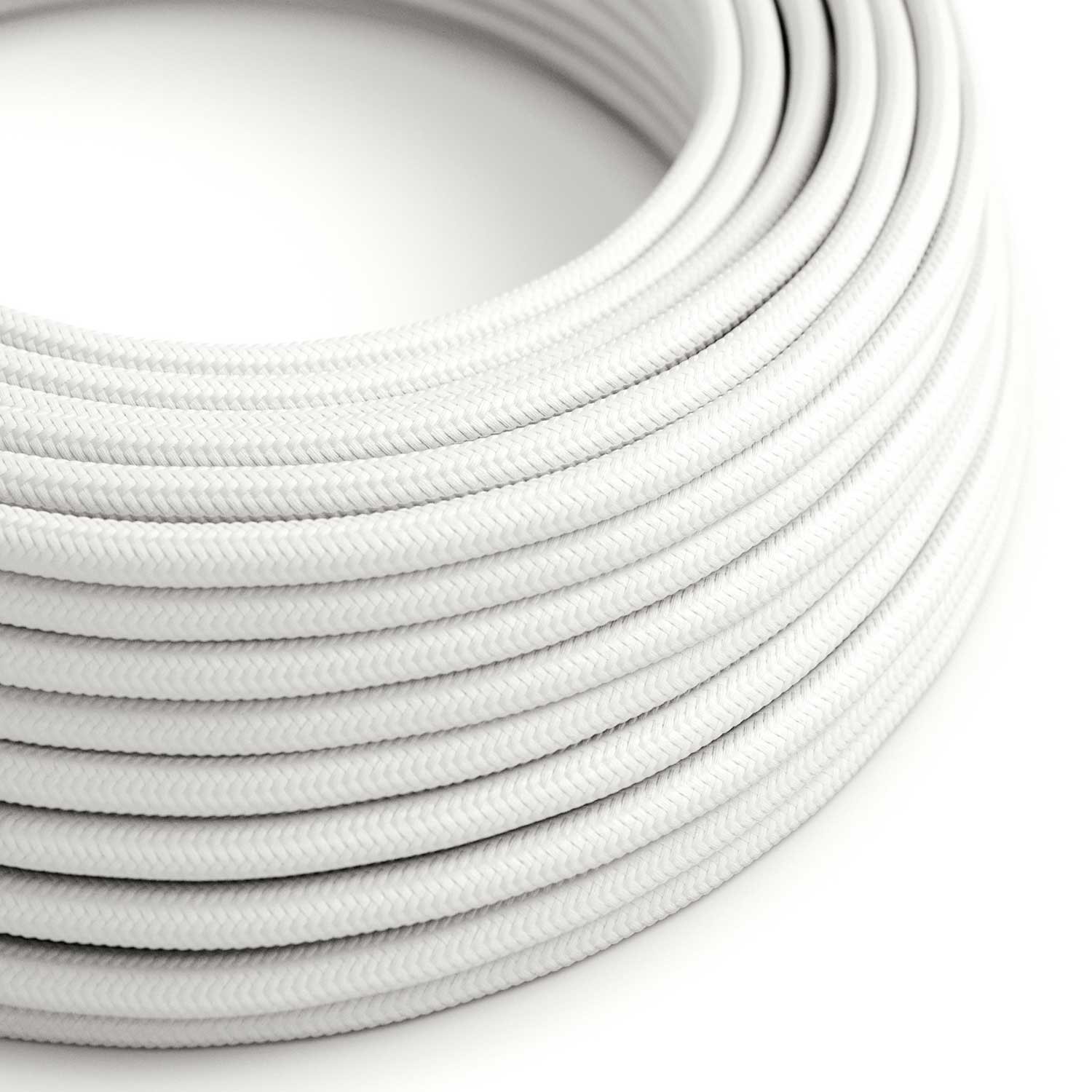 Extra mäkký silikónový elektrický kábel s opticky lesklou bielou textilnou podšívkou - RM01 okrúhly 2x0,75 mm