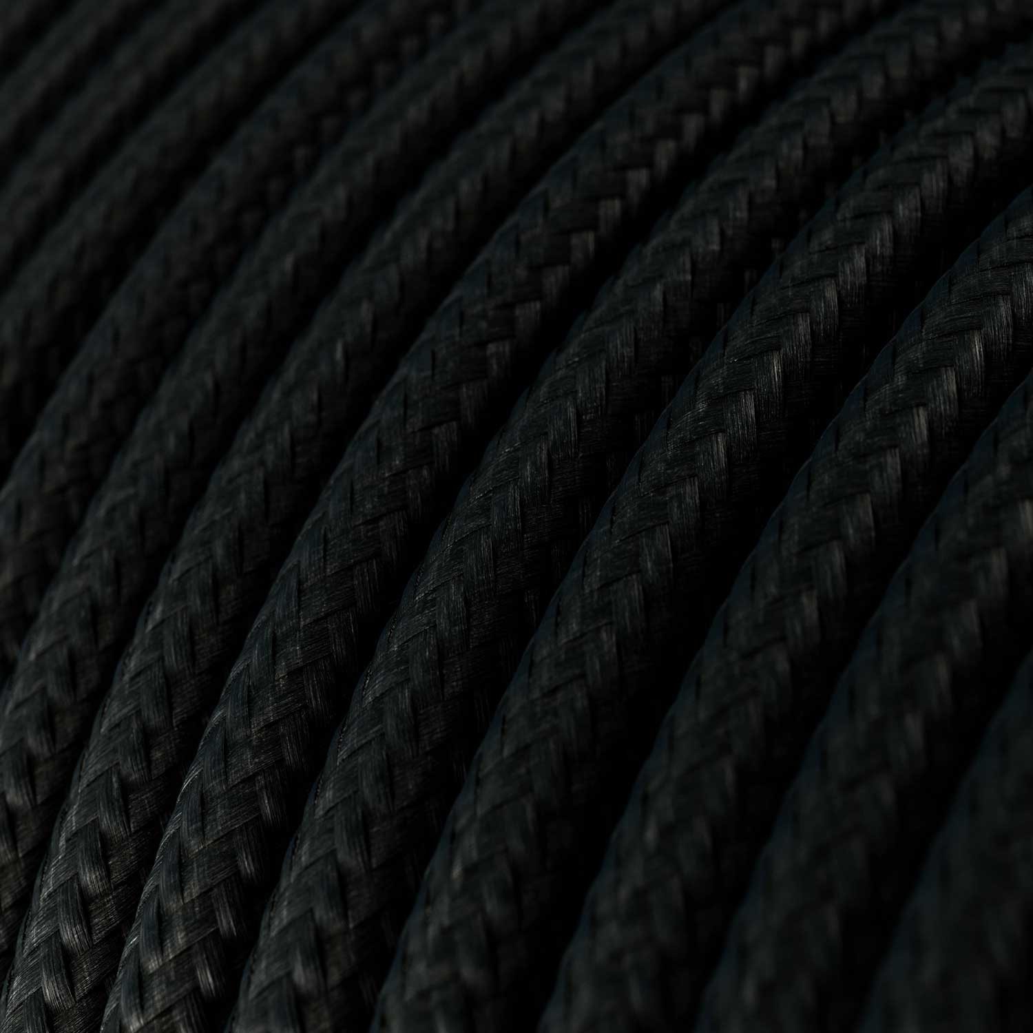 Extra mäkký silikónový elektrický kábel s lesklou látkovou podšívkou Charcoal Black - RM04 okrúhly 2x0,75 mm