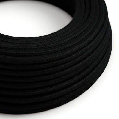 Extra mäkký silikónový elektrický kábel s bavlnenou podšívkou čierna Charcoal - RC04 okrúhly 2x0,75 mm