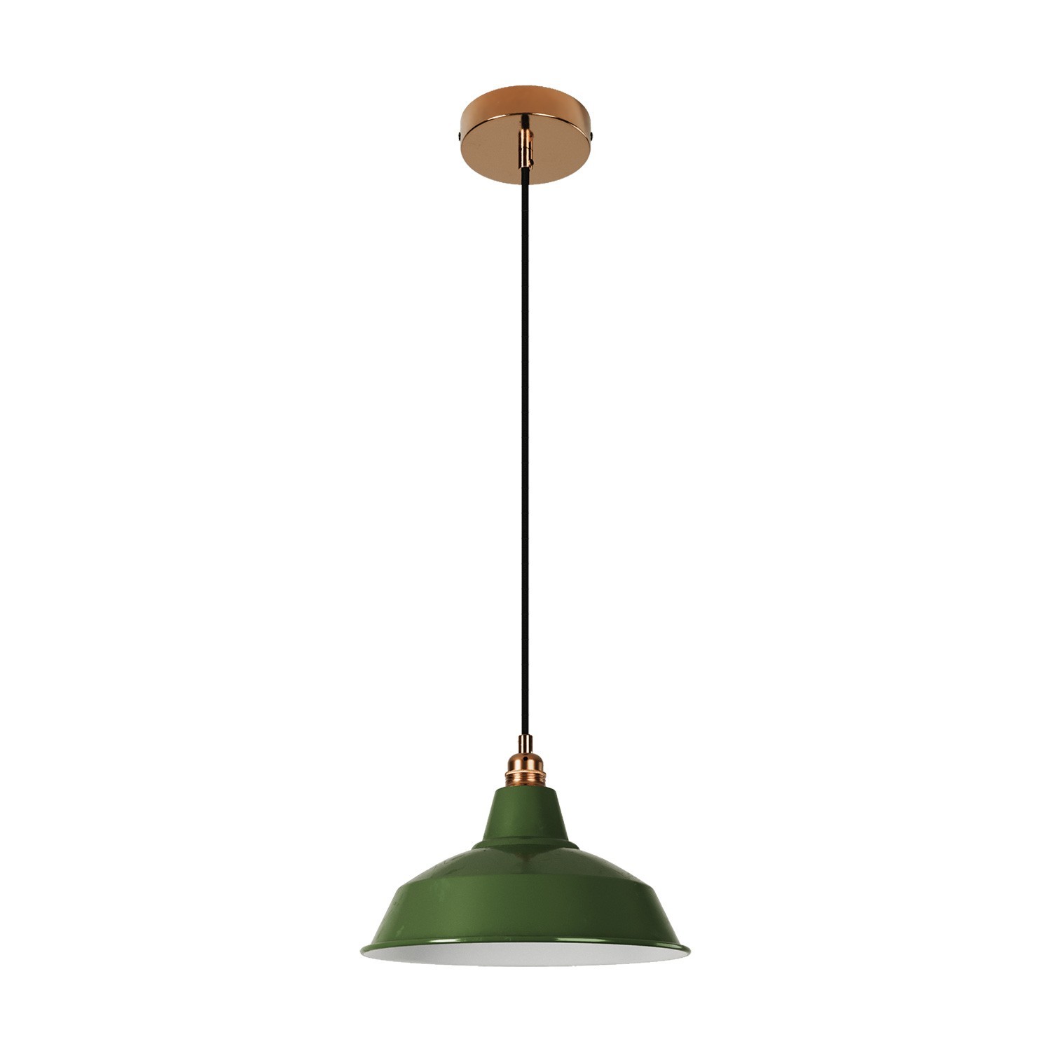 Závesná lampa s textilným káblom, tienidlom Bistrot a kovovými detailmi – Vyrobená v Taliansku