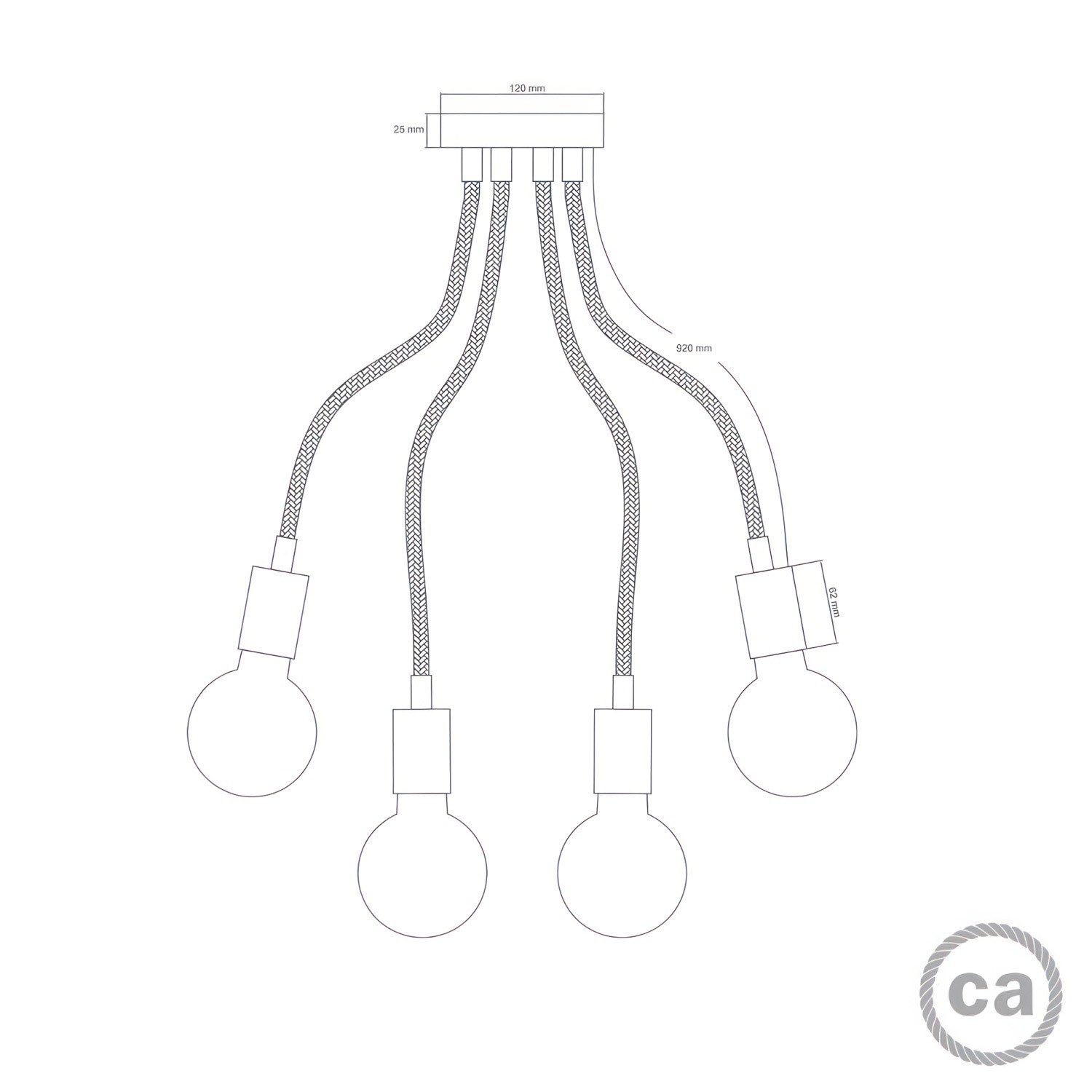 Flex 90, stropné flexibilné svietidlo poskytuje rozptýlené svetlo s LED žiarovkou G95