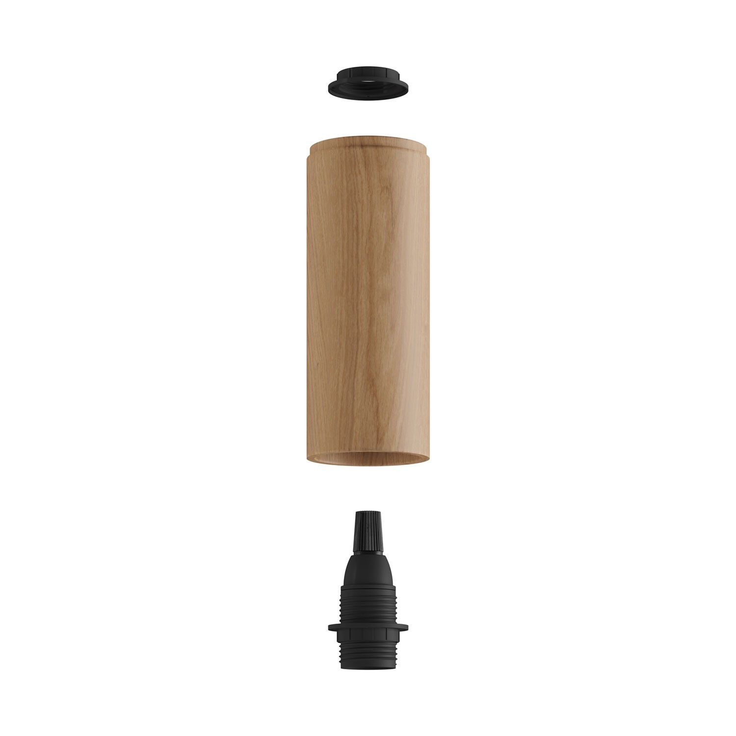 Fermaluce Flex 30 bodové svietidlo s tienidlom Tub-E14, drevená mini rozeta