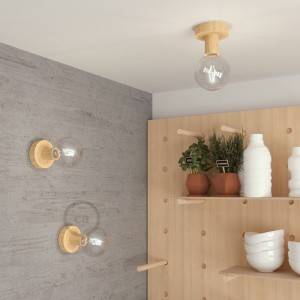 Fermaluce Wood S, zápustné svetlo z prírodného dreva na stenu alebo strop