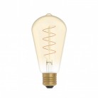 LED zlatá žiarovka C04, rad Carbon, stočené špirálové vlákno, Edison ST64 4W E27 stmievateľná 1800K