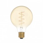 LED zlatá žiarovka C06, rad Carbon, stočené špirálové vlákno, Glóbus G95 4W E27 stmievateľná 1800K