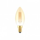 LED zlatá žiarovka C51, rad Carbon, vlákno Klietka, Sviečka C35 3,5W E14 stmievateľná 2700K