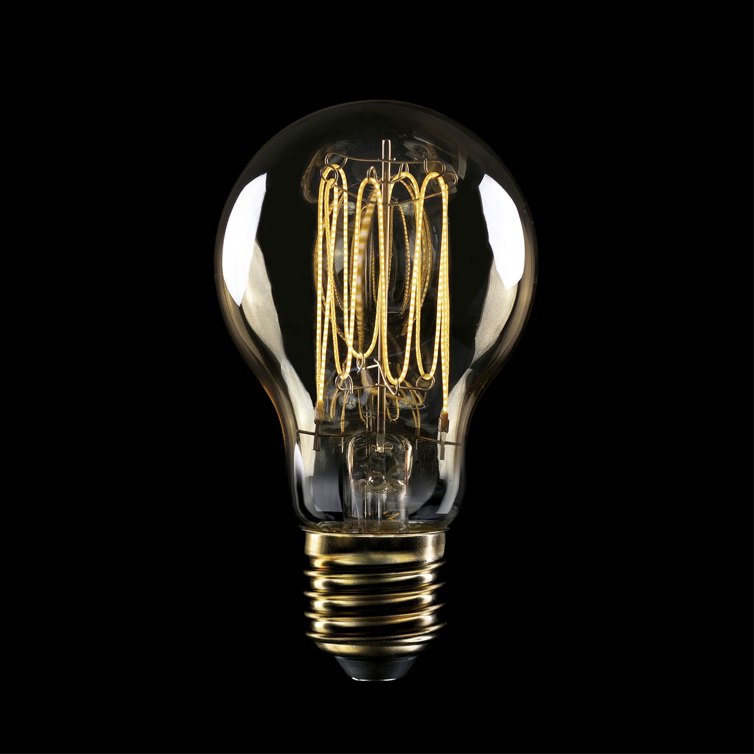 LED zlatá žiarovka C53, rad Carbon, vlákno Klietka, Kvapka A60 7W E27 stmievateľná 2700K