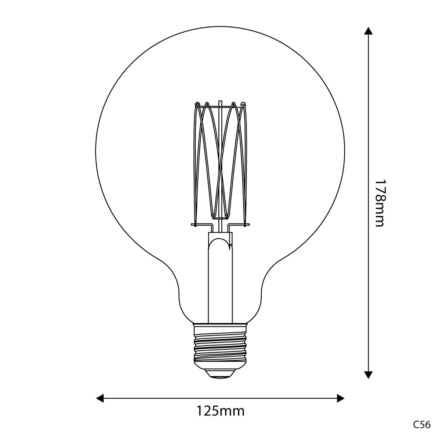 LED zlatá žiarovka C56, rad Carbon, vlákno Klietka, Glóbus G125 7W E27 stmievateľná 2700K