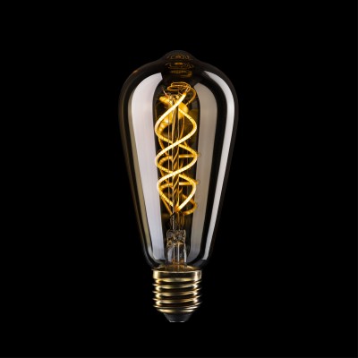 LED žiarovka zlatá B01, rad 5V, špirálové vlákno, Edison ST64 1,3W E27 stmievateľná 2500K