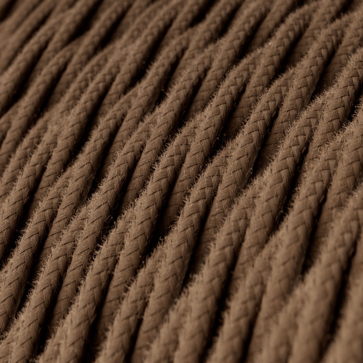 Stočený textilný elektrický kábel, bavlna, jednofarebný, TC13 Hnedá