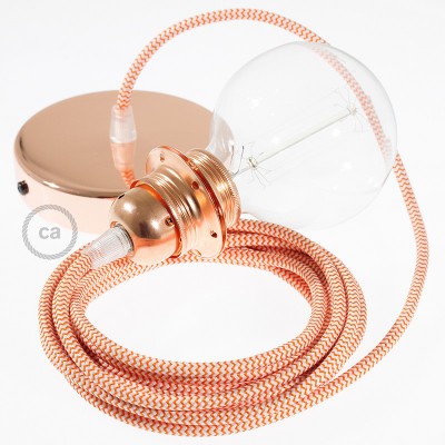 Závesná lampa pre tienidlo s okrúhlym textilným káblom - hodváb - cik cak oranžová RZ15
