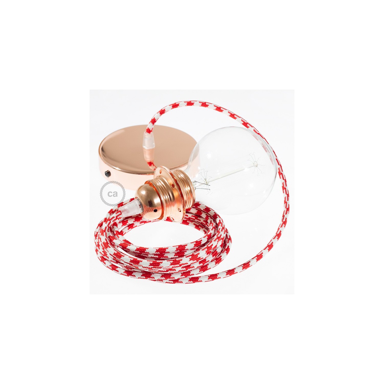Závesná lampa pre tienidlo s okrúhlym textilným káblom - hodváb - dvojfarebná červená RP09