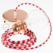 Závesná lampa pre tienidlo s okrúhlym textilným káblom - hodváb - dvojfarebná červená RP09