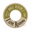 MINI-UFO: obojstranný drevený disk z kolekcie READING BALLSH*T s motívom 2 PAGES + LOVE READING
