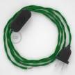 Napájací kábel pre stolnú lampu, TM06 Zelený hodvábny 1,80 m. Vyberte si farbu zástrčky a vypínača.