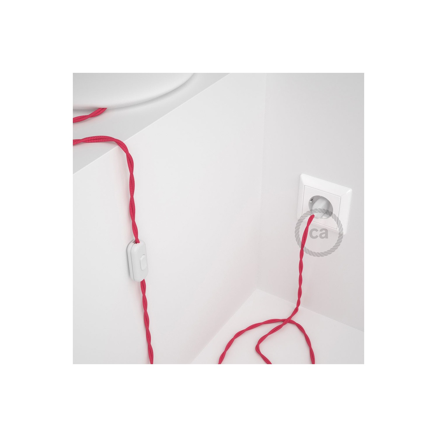 Napájací kábel pre stolnú lampu, TM08 Fuchsiový hodvábny 1,80 m. Vyberte si farbu zástrčky a vypínača.