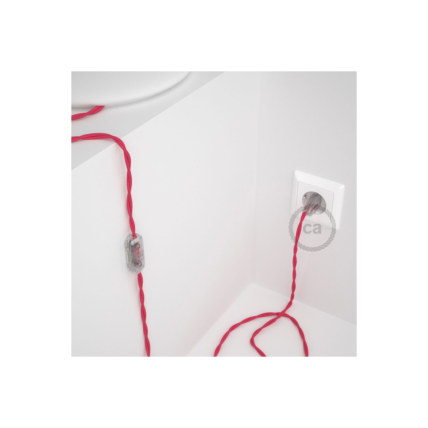 Napájací kábel pre stolnú lampu, TM08 Fuchsiový hodvábny 1,80 m. Vyberte si farbu zástrčky a vypínača.