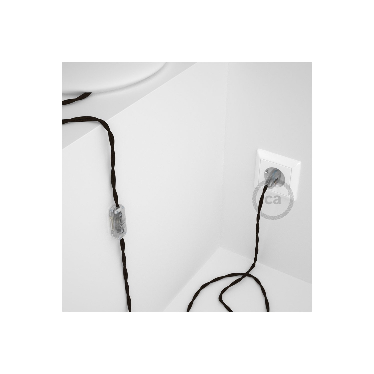 Napájací kábel pre stolnú lampu, TM13 Hnedý hodvábny 1,80 m. Vyberte si farbu zástrčky a vypínača.